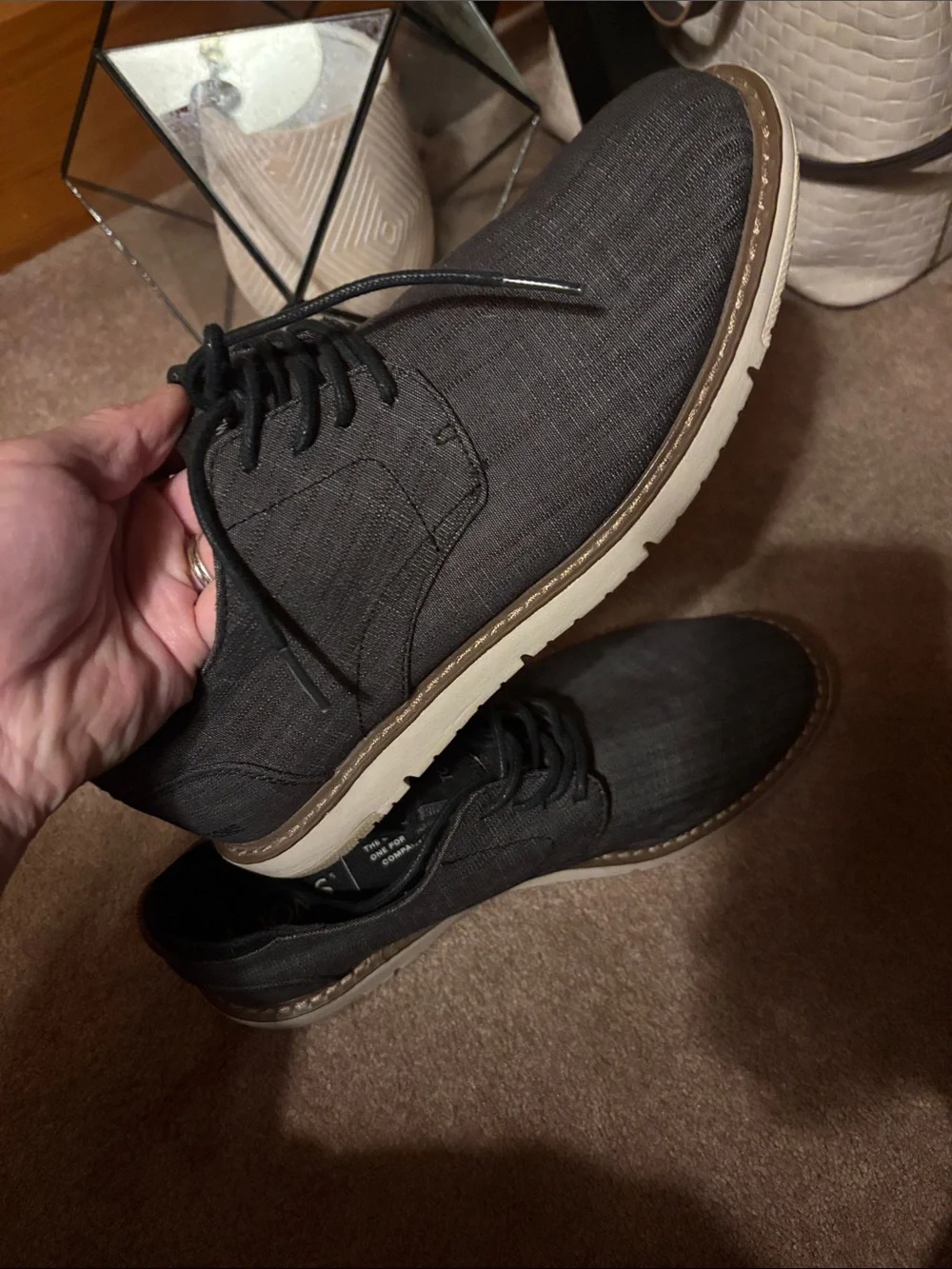 Toms Black Casual Derby Shoes with Cream Sole